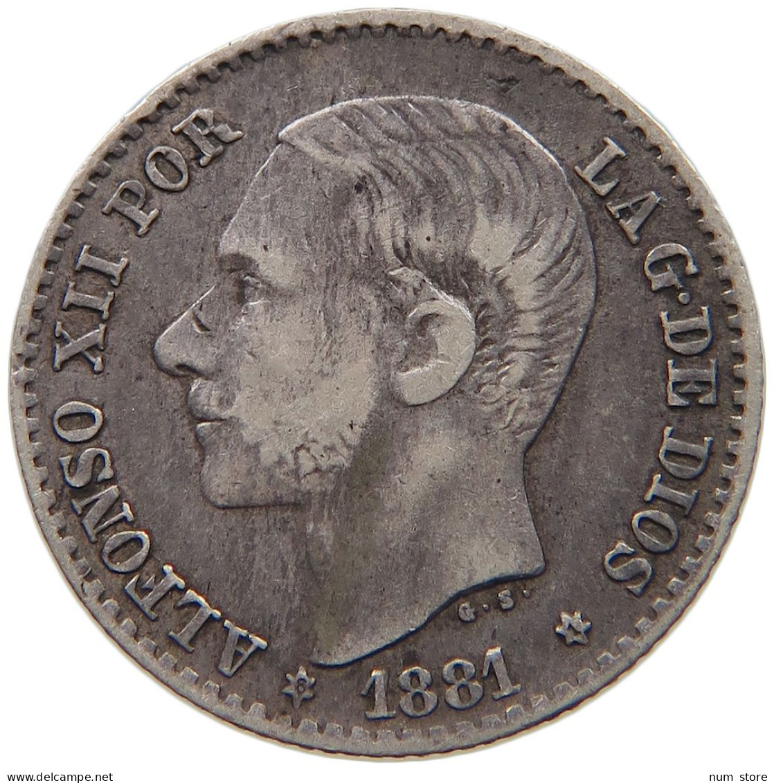 SPAIN 50 CENTAVOS 1881 Alfonso XII. (1874–1885) #c019 0061 - Other & Unclassified