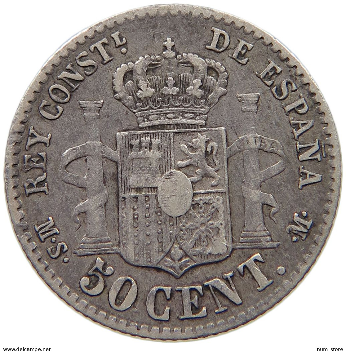 SPAIN 50 CENTAVOS 1881 Alfonso XII. (1874–1885) #c019 0061 - Other & Unclassified