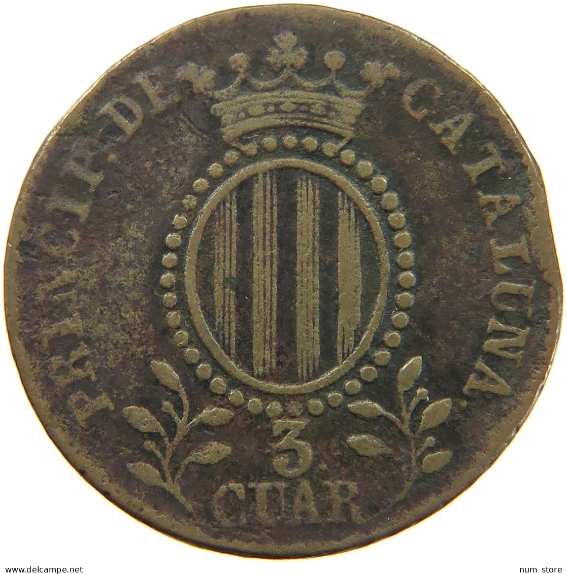 SPAIN 3 QUARTOS 1846 Isabell II. (1833–1868) CATALONIA #t005 0355 - Münzen Der Provinzen