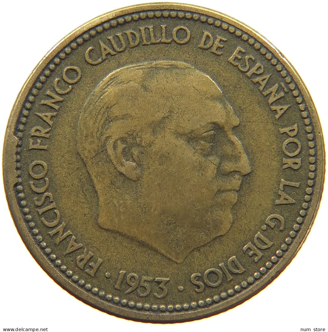 SPAIN 2 1/2 PESETAS 1953 54 Francisco Franco 1939-1975 PLANCHET ERROR #c013 0221 - 2 Pesetas