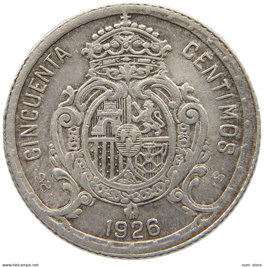 SPAIN 50 CENTIMOS 1926 Alfonso XIII. (1886–1941) #t007 0373 - Other & Unclassified