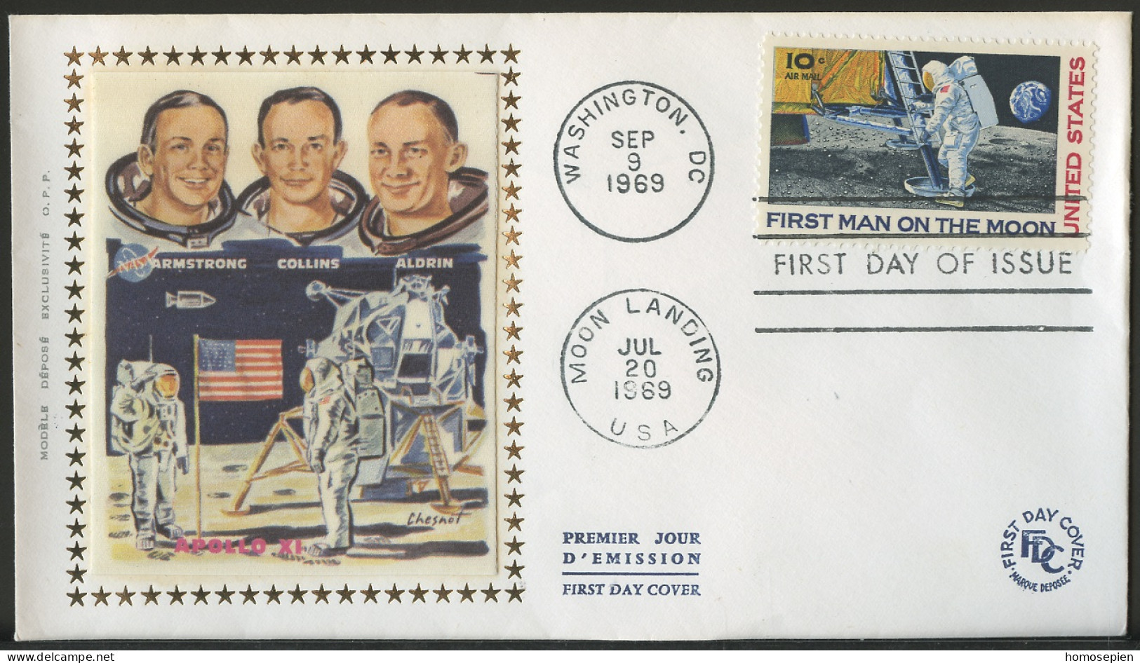 Espace 1969 - Etats Unis - Vereinigte Staaten - USA FDC Y&T N°PA73 - Michel N°F990 - 10c 1er Homme Sur La Lune - USA