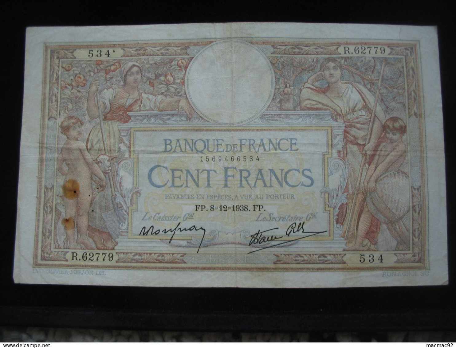 100 Cent Francs - LUC OLVIER MERSON  - 8=12=1938  **** EN ACHAT IMMEDIAT **** - 100 F 1908-1939 ''Luc Olivier Merson''