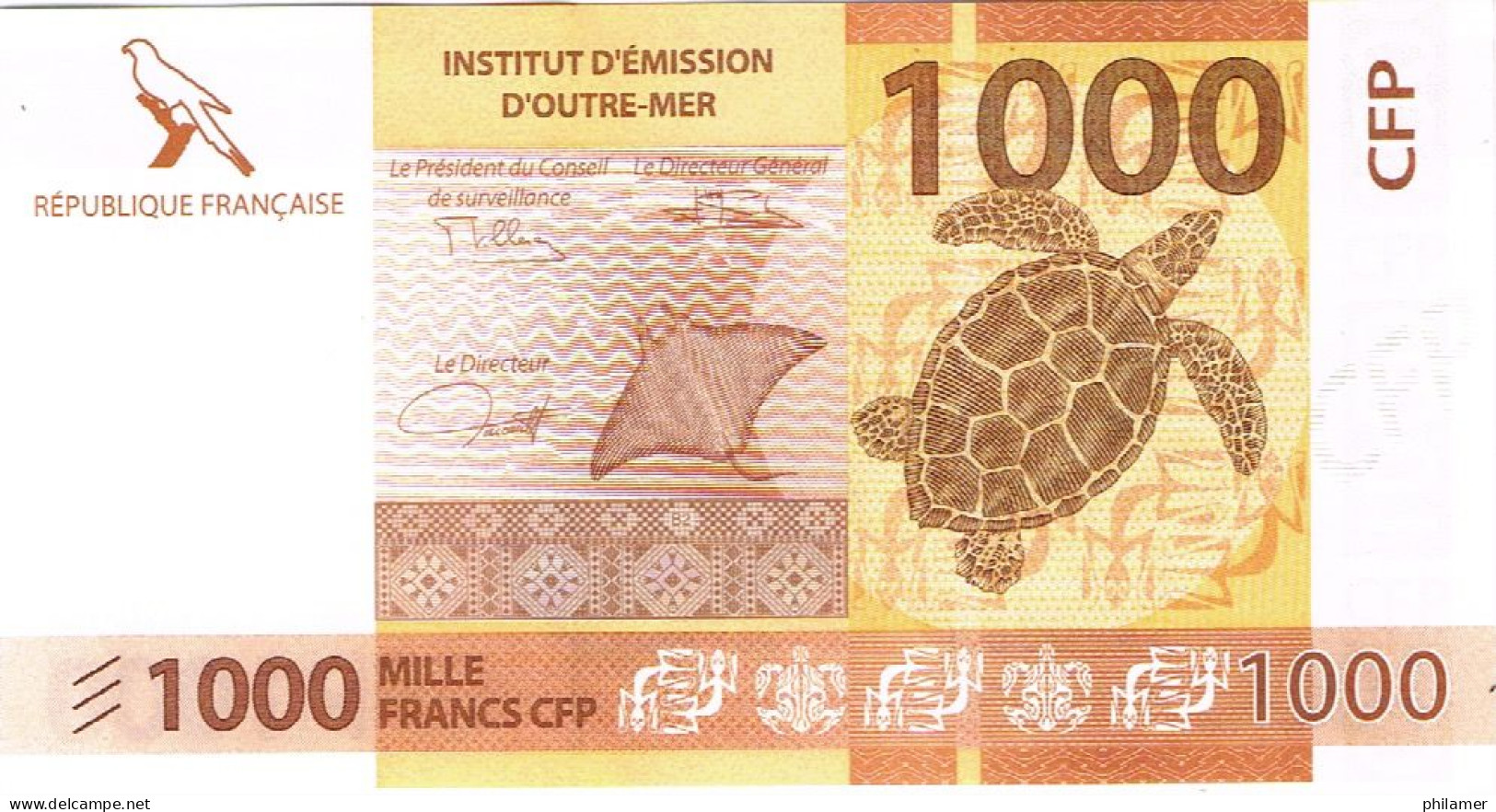 K4 Nouvelle Caledonie Caledonia Billet Banque Monnaie Banknote IEOM 1000 F Cagou Perruche Tortue Turtle Mint UNC - Territorios Francés Del Pacífico (1992-...)