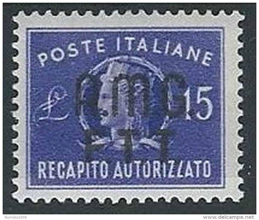 1949 TRIESTE A RECAPITO AUTORIZZATO 15 LIRE MH * - ED056-3 - Posta Espresso