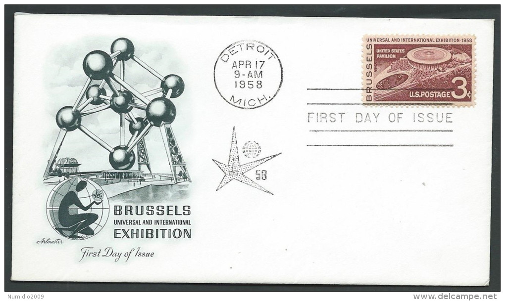 1958 USA FDC EXHIBITION BRUSSELS NO TIMBRO ARRIVO - V - 1951-1960