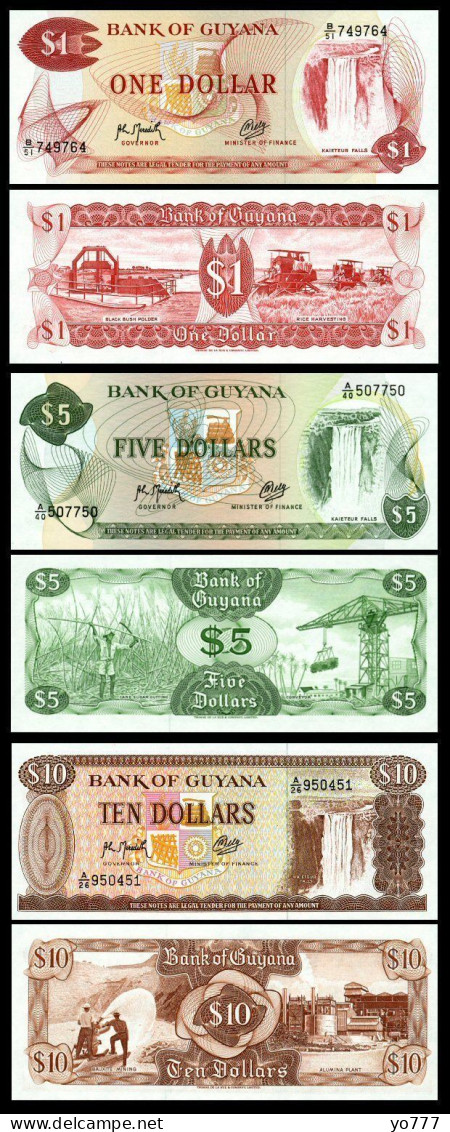 PM GUYANA PAPER MONEY SET P-21,22,23 UNC - Guyana