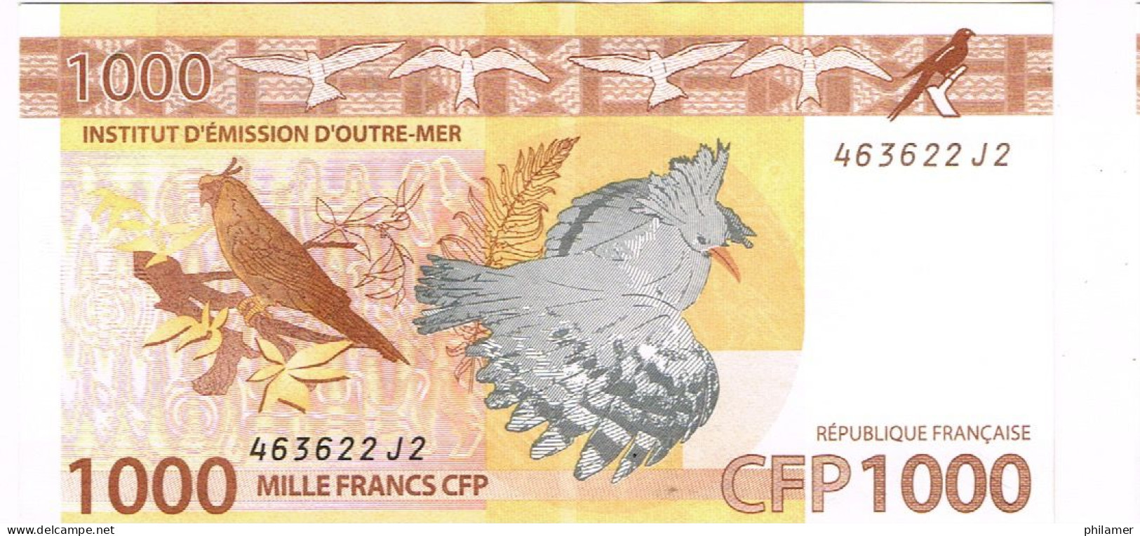 J2 Nouvelle Caledonie Caledonia Billet Banque Monnaie Banknote IEOM 1000 F Cagou Perruche Tortue Turtle Mint UNC - French Pacific Territories (1992-...)