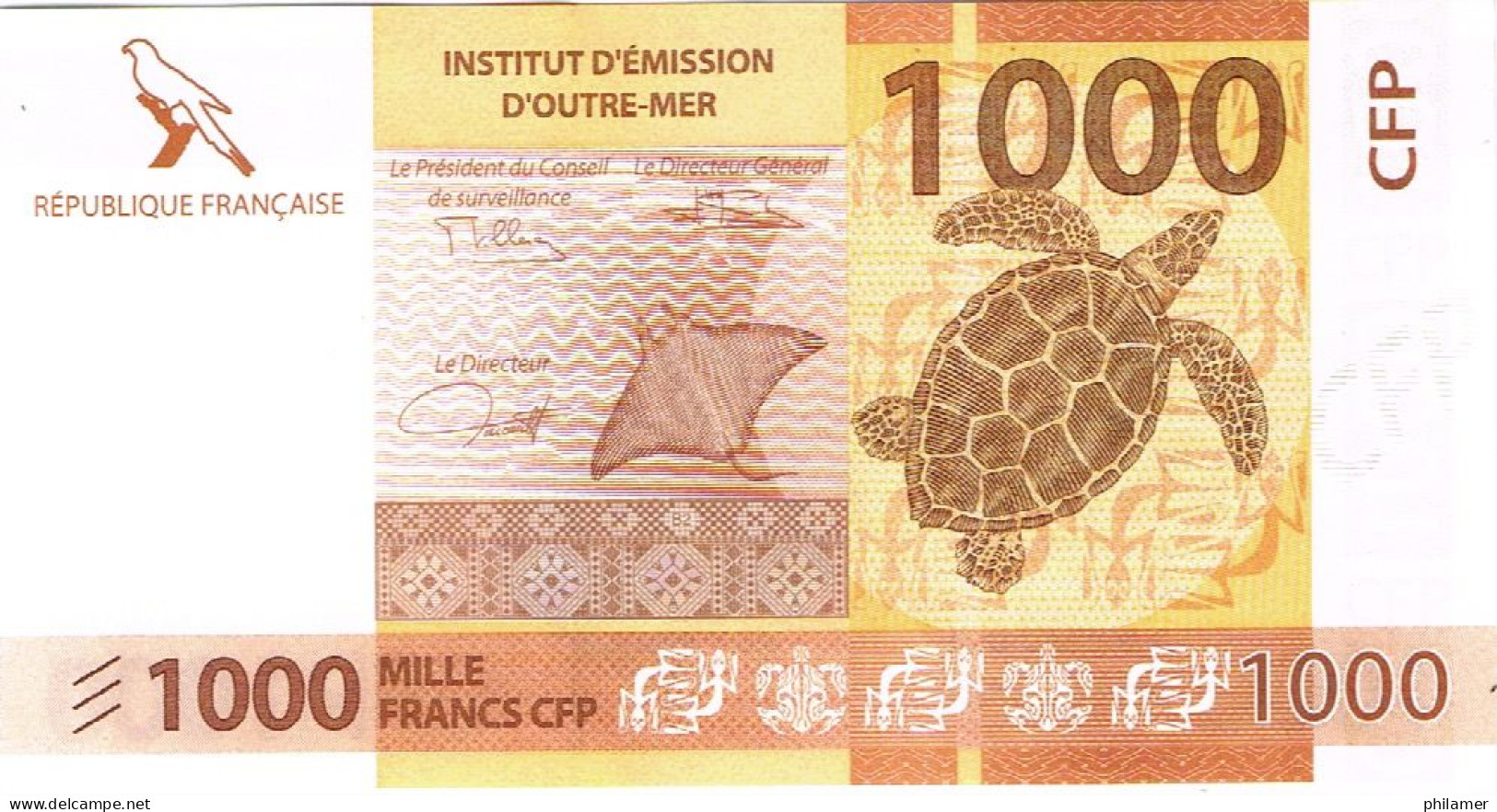 J2 Nouvelle Caledonie Caledonia Billet Banque Monnaie Banknote IEOM 1000 F Cagou Perruche Tortue Turtle Mint UNC - Frans Pacific Gebieden (1992-...)