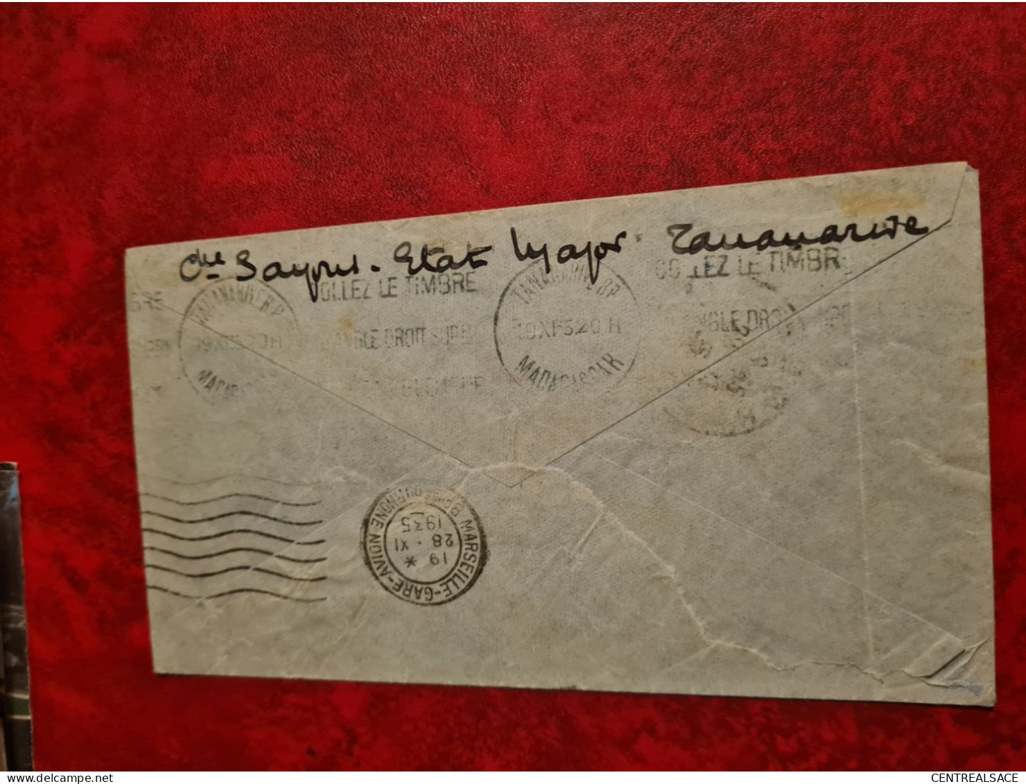 LETTRE MADAGASCAR TANANARIVE POUR AUCH 1935 1er VOL AERIEN FRANCAIS REGULIER MADAGASCAR CONGO EUROPE EN ROUGE - Otros & Sin Clasificación