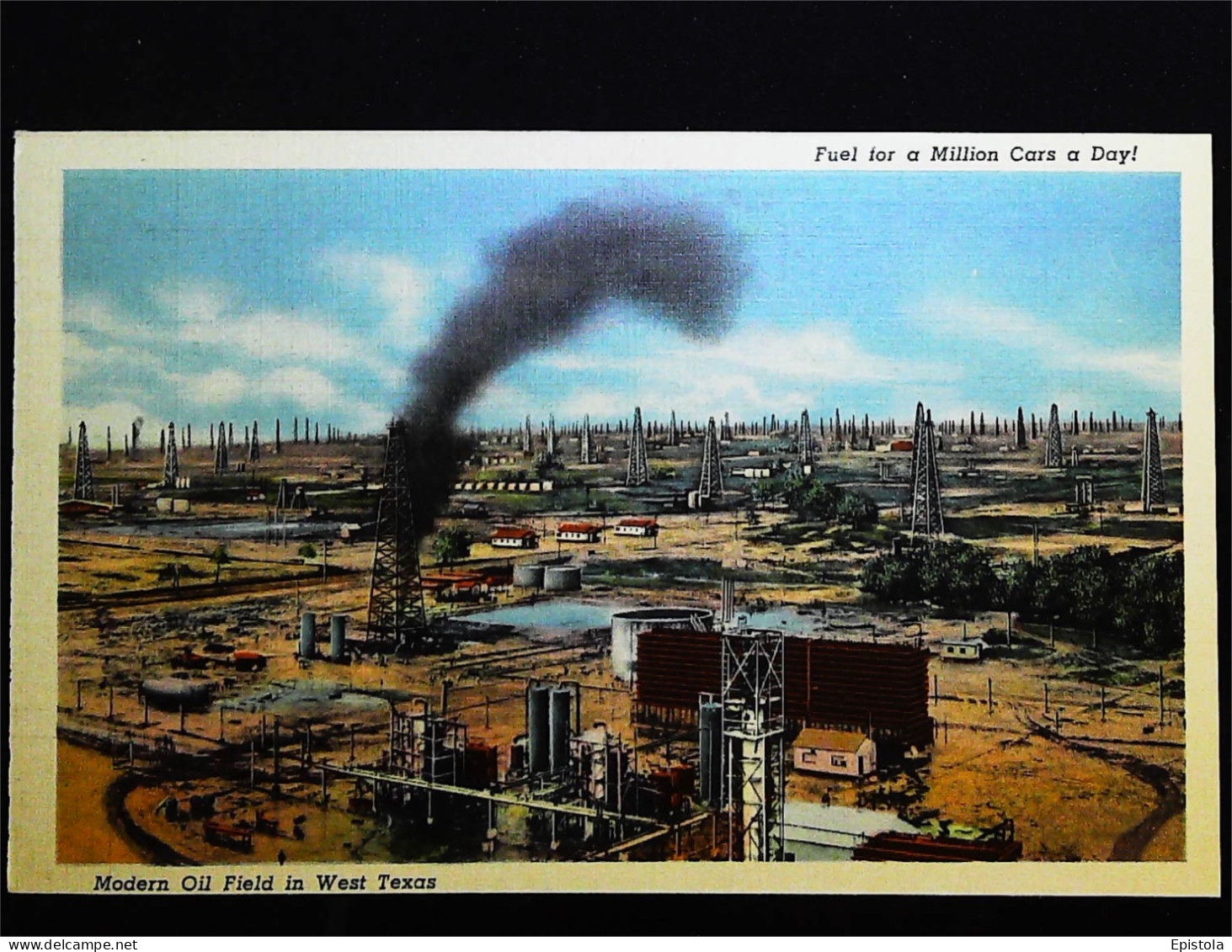 ►  Modern Oil Field  & Post Office - Carte Fine Recto Verso Provenance Carnet  Amarillo West Texas. 1930s - Amarillo