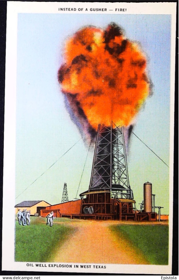 ► Oil Well Explosion - Carte Fine Recto Verso Provenance Carnet  Amarillo West Texas. 1930s - Amarillo