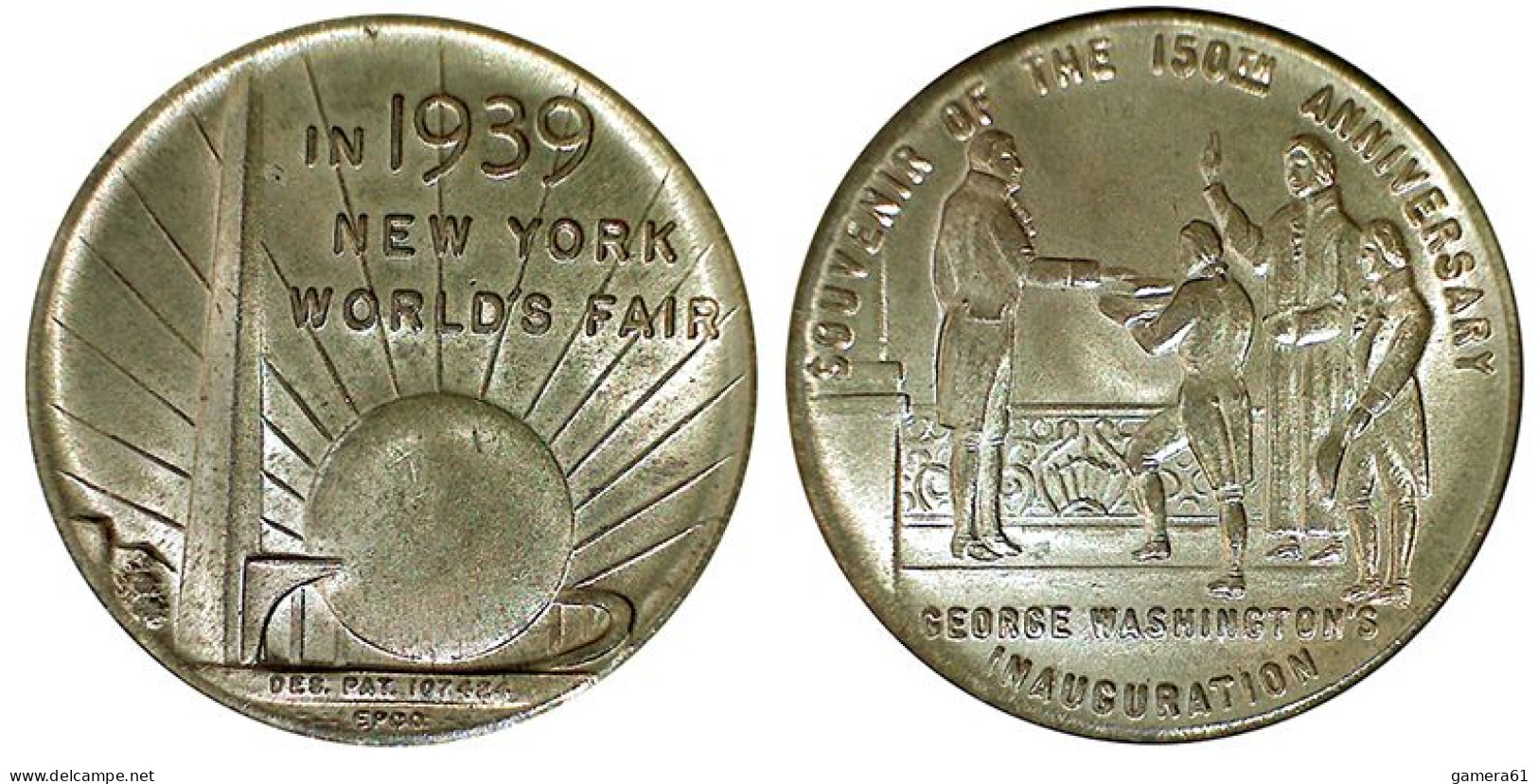 01030 COMMEMORATIVE TOKEN IN 1939 NEW YORK WORLD’S FAIR 150TH ANNIVERSARY GEORGE WASHINGTON INAUGURATION - Sonstige & Ohne Zuordnung