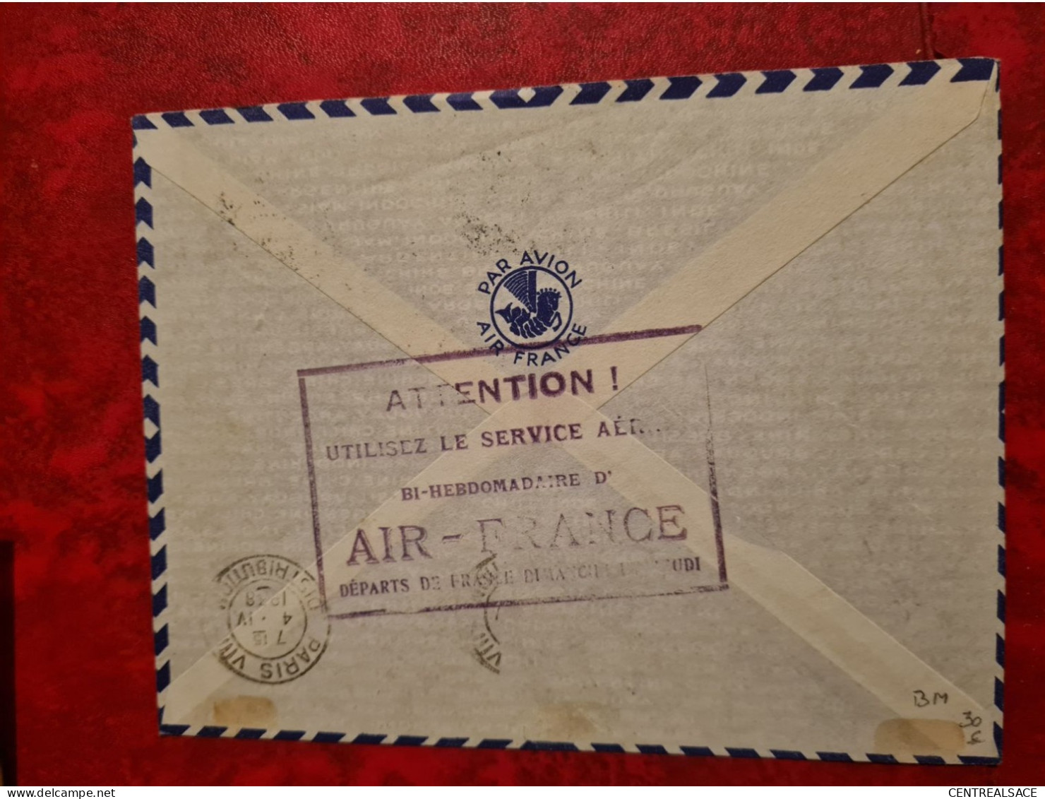 LETTRE 1938 DAKAR SENEGAL POUR PARIS AIR FRANCE 1ERE LIAISON A.O.F. EUROPE - Briefe U. Dokumente