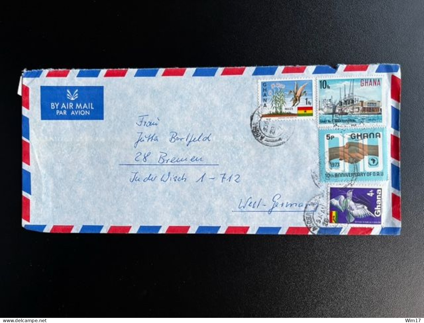 GHANA 1974 AIR MAIL LETTER ACCRA TO BREMEN 23-??-1974 - Ghana (1957-...)