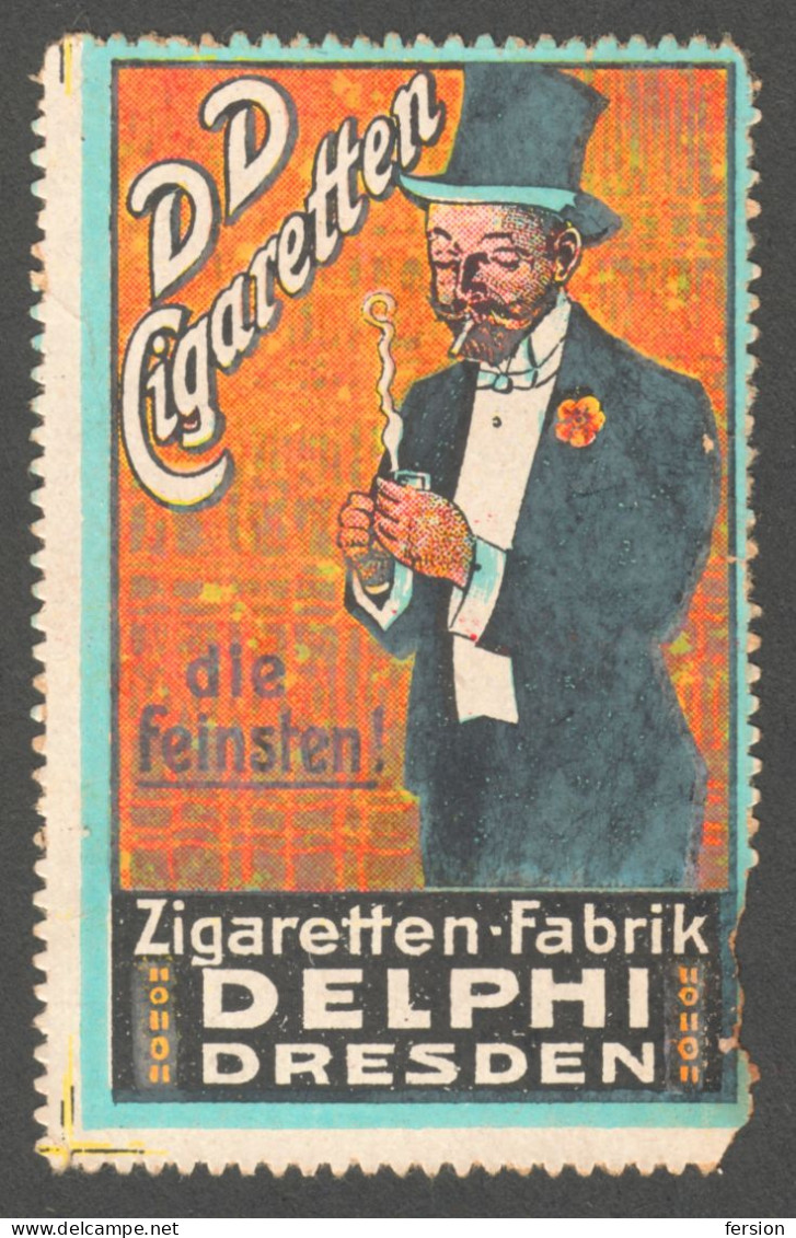 DD Delphi DRESDEN Zigaretten Fabrik INDUSTRY GERMANY Tobacco Cigarettes Cigarette Advertising Label Vignette Cinderella - Tobacco