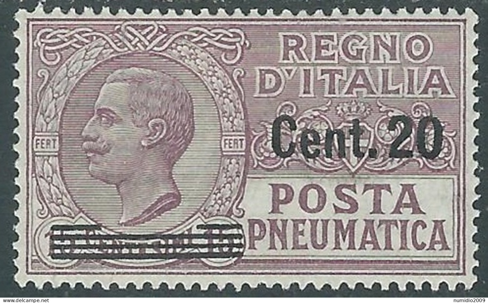 1924-25 REGNO POSTA PNEUMATICA SOPRASTAMPATO 20 SU 15 CENT MH * - RB9-3 - Rohrpost