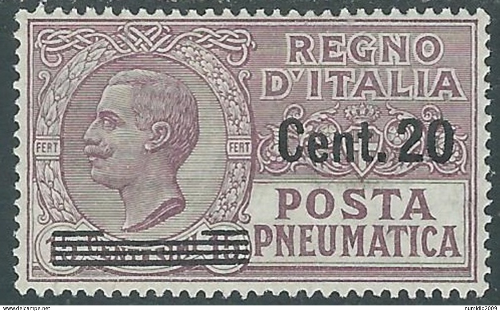 1924-25 REGNO POSTA PNEUMATICA SOPRASTAMPATO 20 SU 15 CENT MH * - RB9-3 - Pneumatic Mail