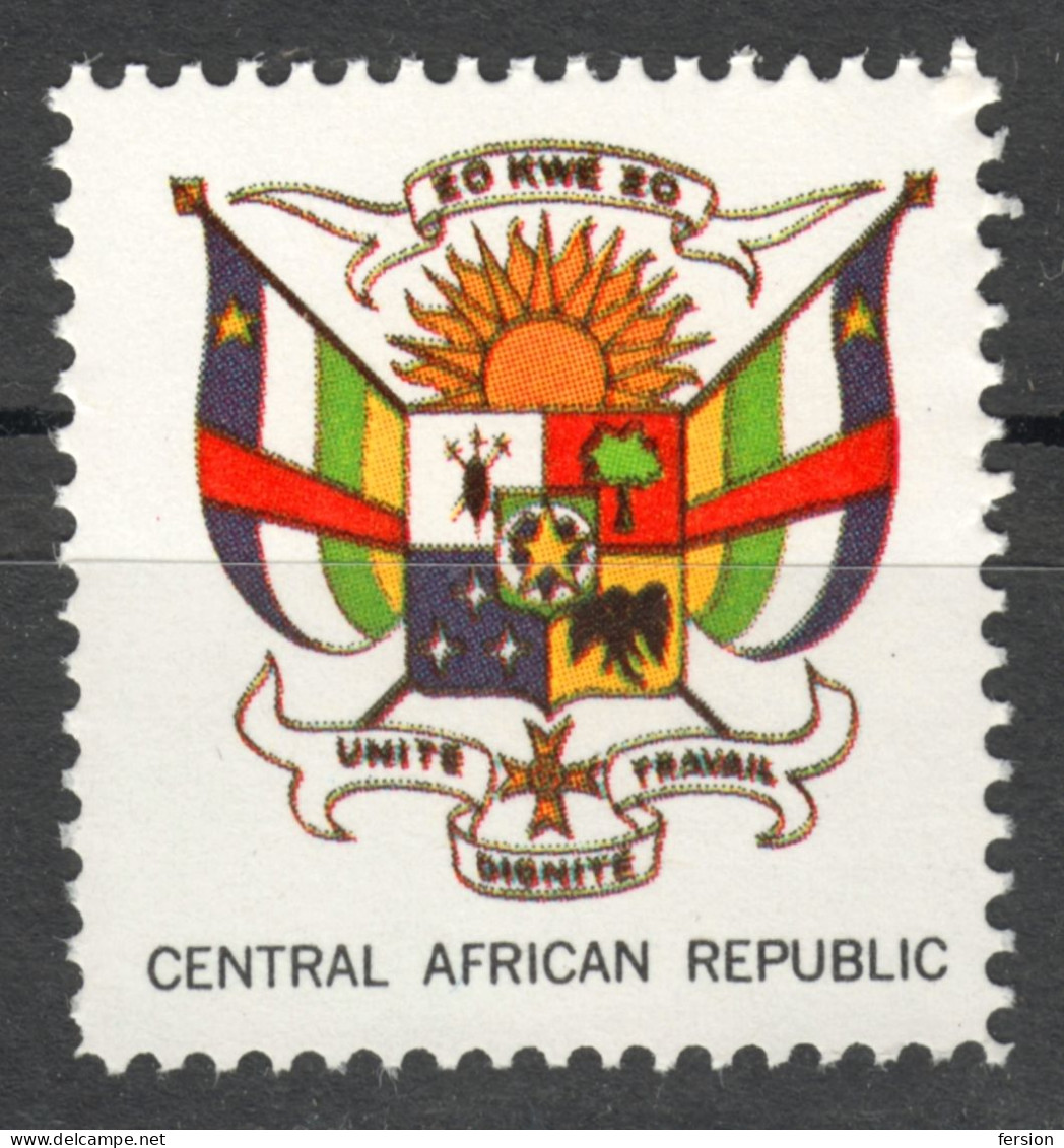 Central African Republic / Flag Sun  / COAT OF ARMS 1965 USA H E Harris Philately Boston USA LABEL CINDERELLA VIGNETTE - Centrafricaine (République)