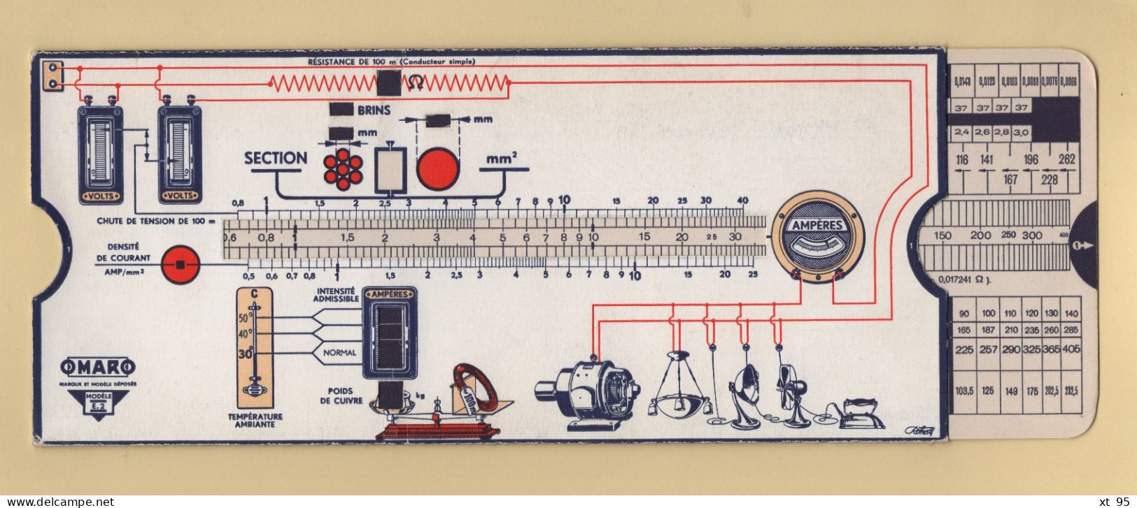 Regle De Calcul - Curseur Omaro Avec Notice Technique - Electricite - Material Und Zubehör