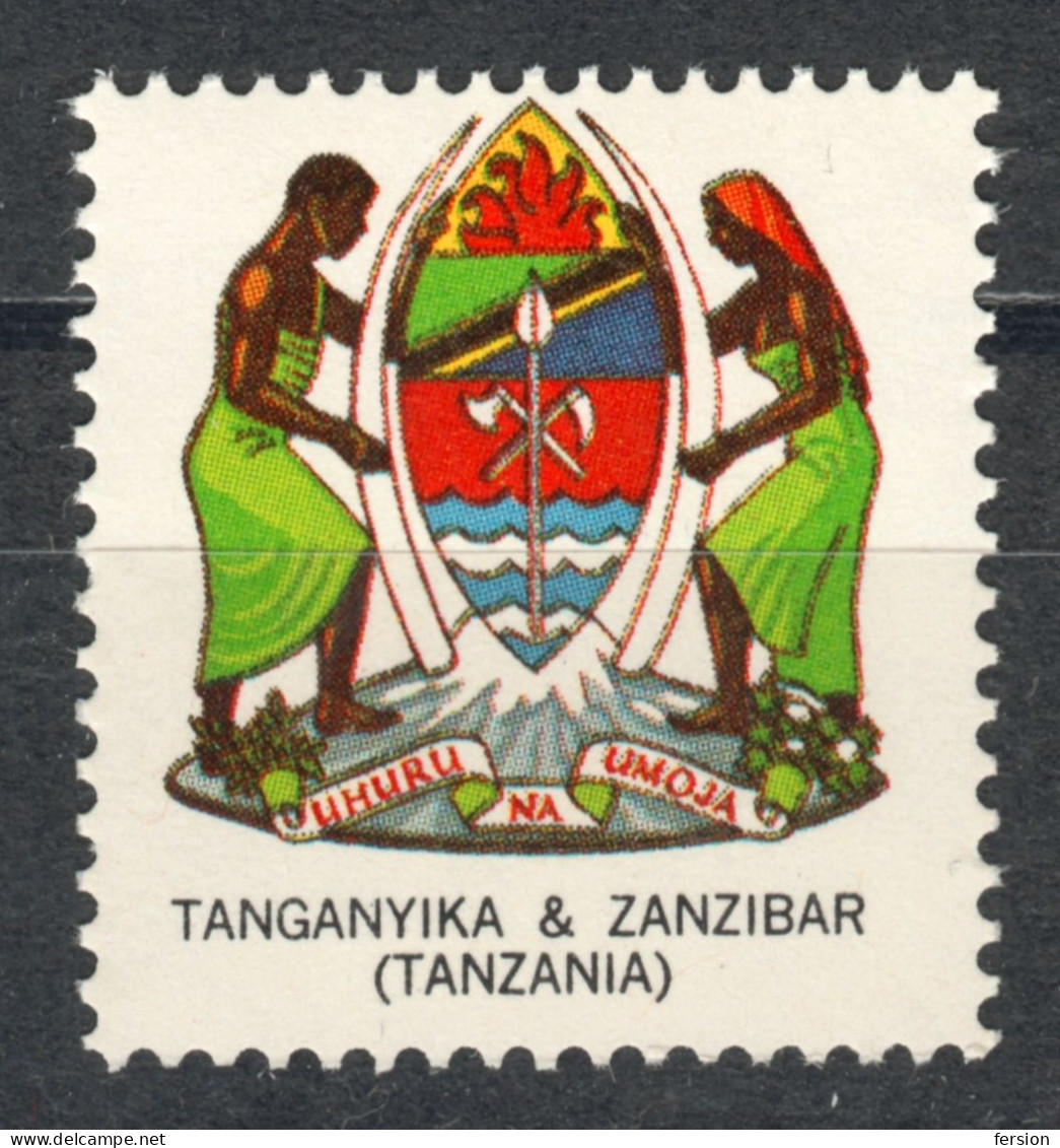 Zanzibar TANGANYIKA ZANZIBAR /  COAT OF ARMS 1965 USA H E Harris Philately Boston USA LABEL CINDERELLA VIGNETTE - Zanzibar (1963-1968)