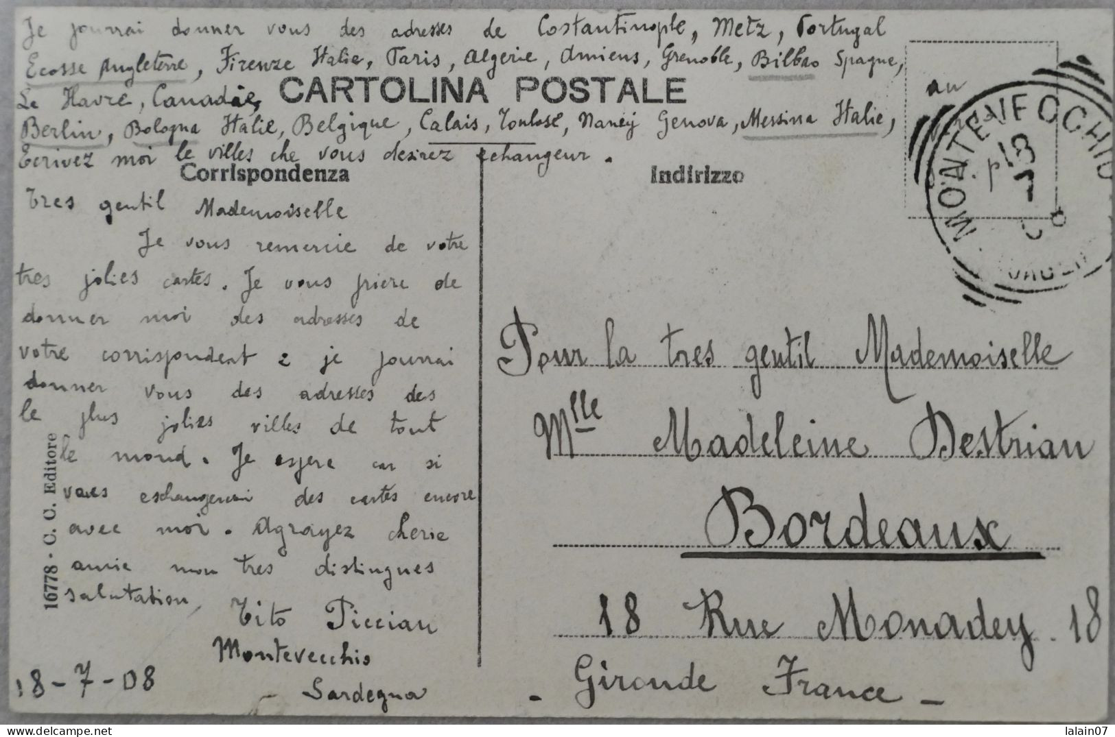 C. P. A. : Sardegna : Carbonia : Miniere Di MONTEVECCHIO : Cantiere S. Antonio, Timbre En 1908 - Carbonia