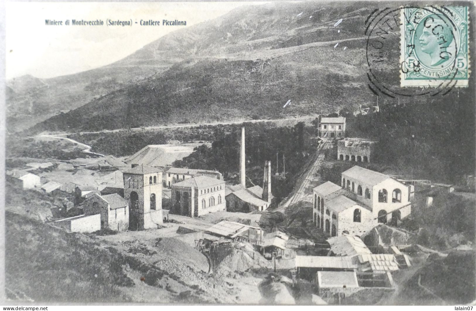 C. P. A. : Sardegna : Carbonia : Miniere Di MONTEVECCHIO : Cantiere Piccalinna, Timbre En 1908 - Carbonia