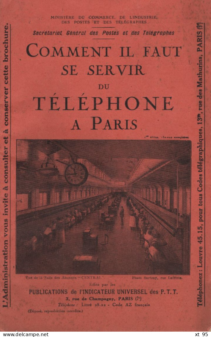 Comment Il Faut Se Servir Du Telephone A Paris - 1927 - 48 Pages - Andere & Zonder Classificatie