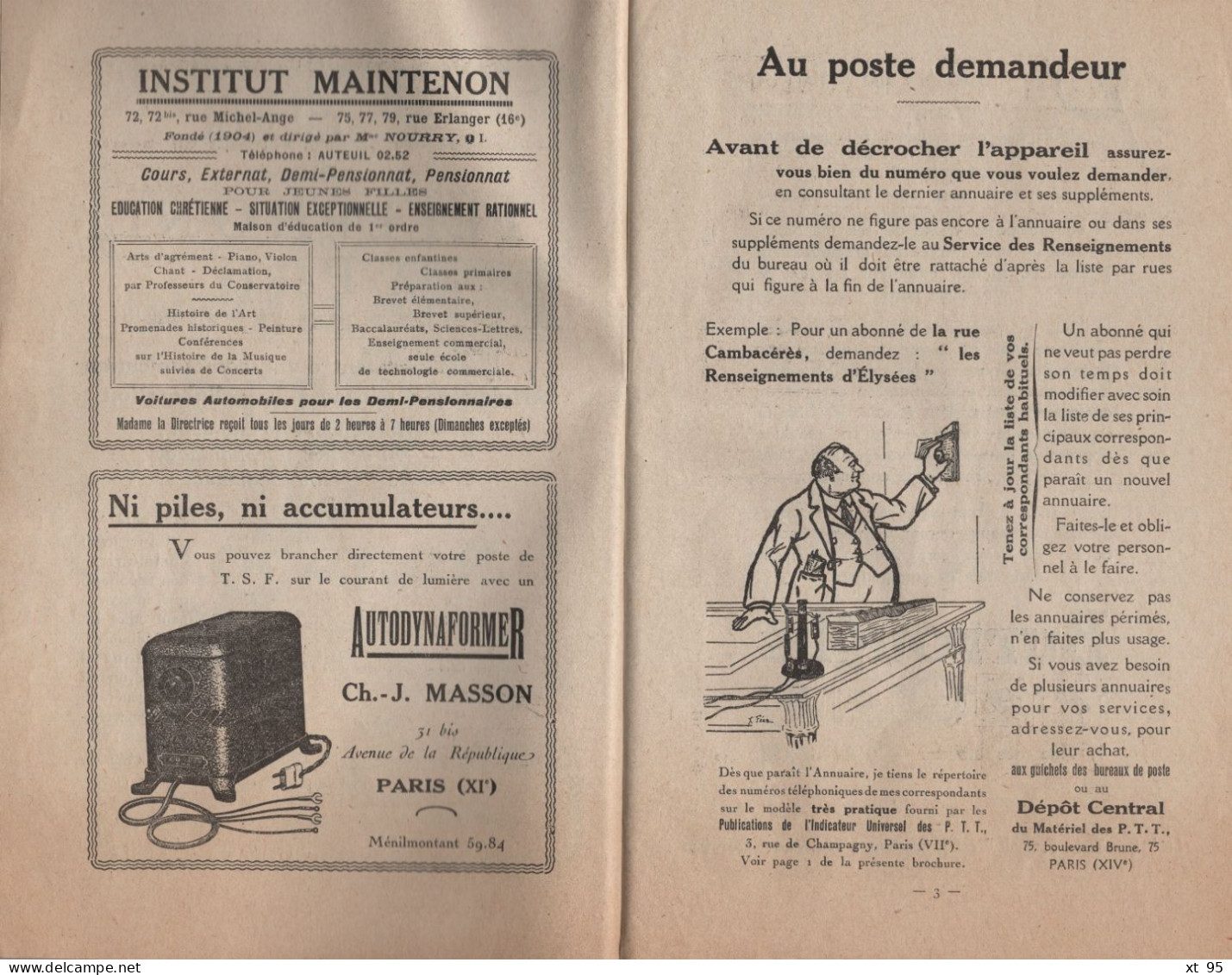 Comment Il Faut Se Servir Du Telephone A Paris - 1927 - 48 Pages - Sonstige & Ohne Zuordnung