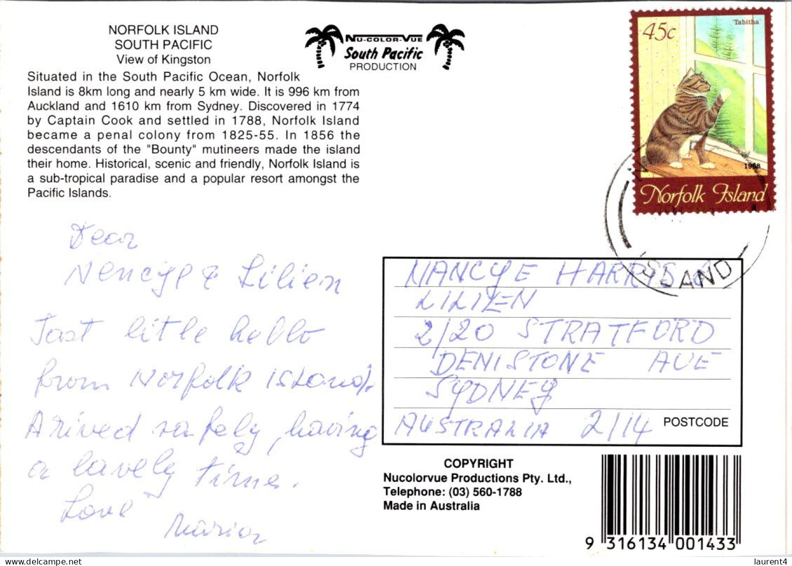 12-11-2023 (2 V 1) Australia (posted With Cat Stamp) (NSW) - Cows / Vaches - Norfolk Island / Ile De Norfolk - Norfolk Island