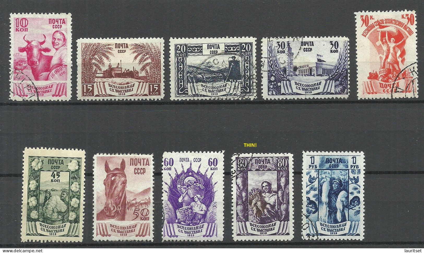 RUSSLAND RUSSIA 1939 Michel 699 - 708, Mint & Used NB! Mi 707 Has A Thinned Place In The Middle! - Other & Unclassified