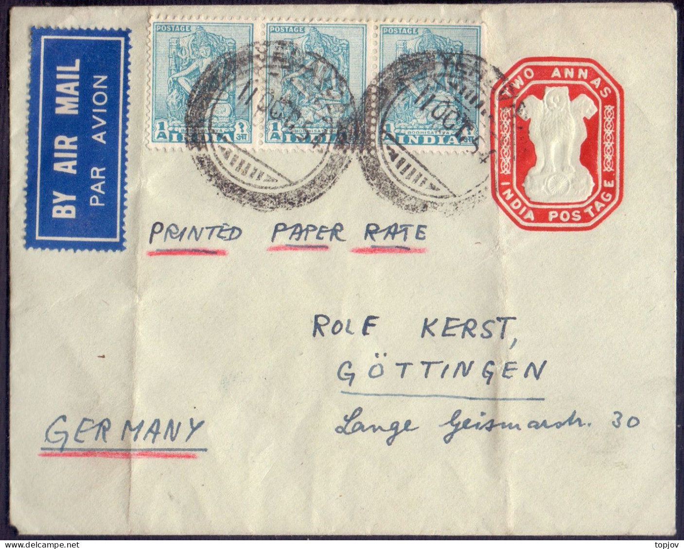 INDIA - POSTAL STATIONERI +  BODHISATTVA - 1954 - Omslagen