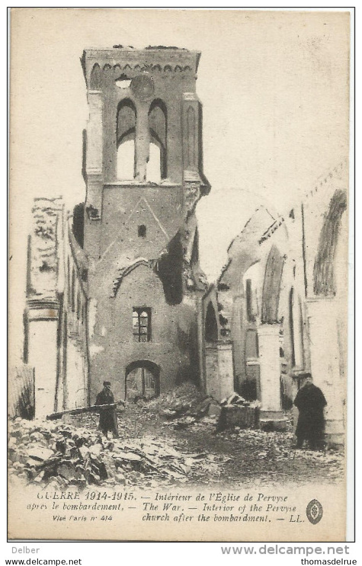 _5pk-365:PANNE 27 XI  1915 Cp: 25.11.1915: Armé Belge En Campagne: Verstuurd Uit PANNE > Paris: ..église De Pervyse... - Unbesetzte Zone