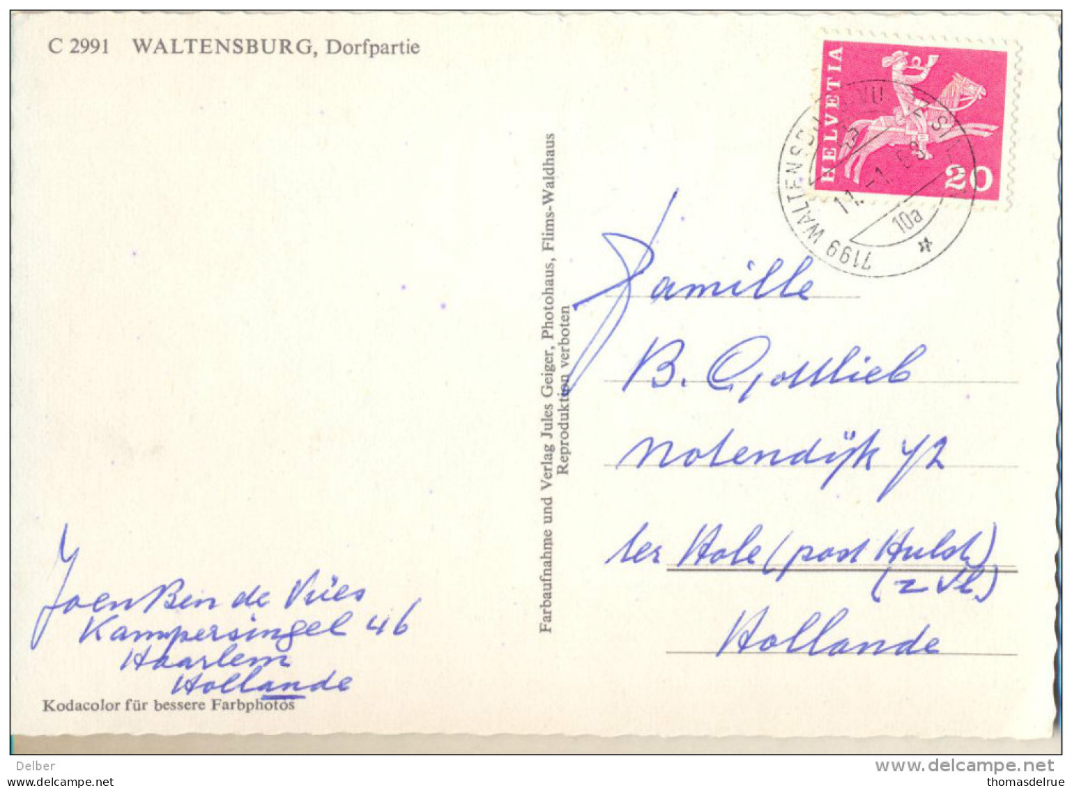 _4cp944: C2991 WALTENSBURG , Dorfpartie 1963 > Hollande - Waltensburg/Vuorz