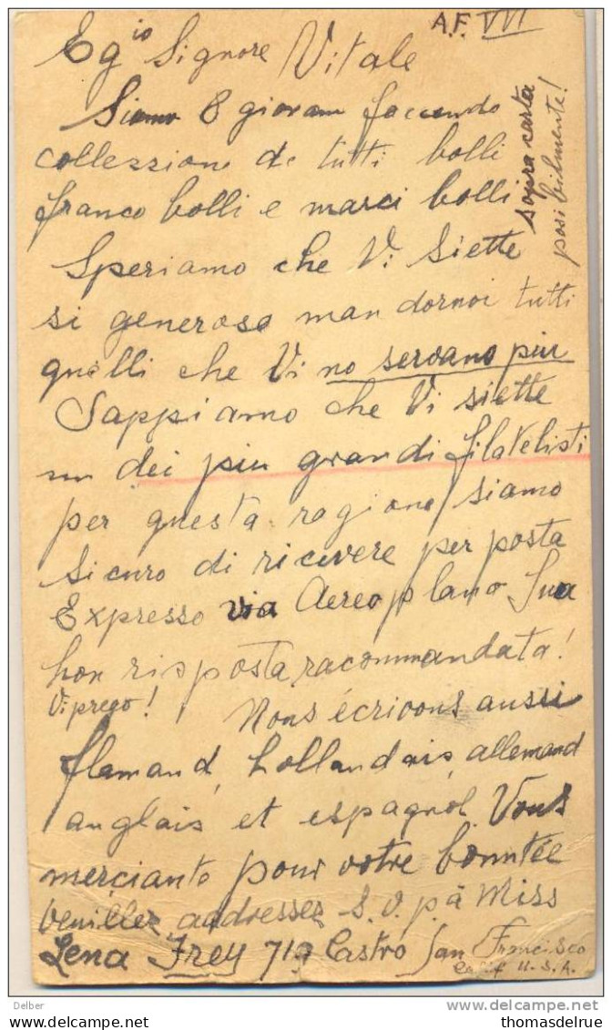 _Hc980:...consulo D' Italia Lippens Ave Léopoldville Congo Belge Africa...postcard+tekening Uit San Francisco Calif.1938 - ...-1900