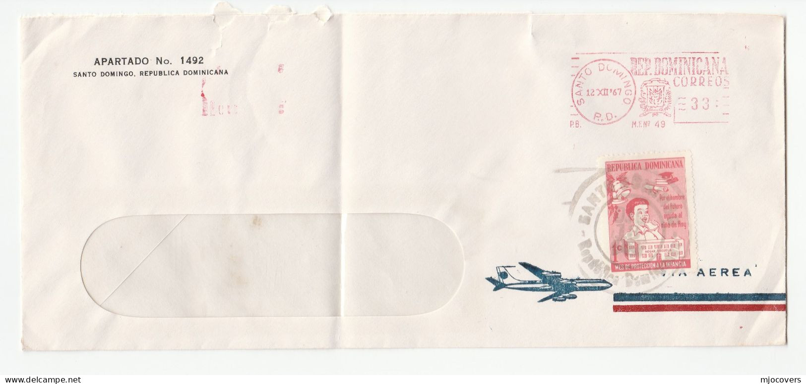 5 X DOMINICAN REPUBLIC Air Mail COVERS Orchid Flower Sport Olympics Gun Olympic Games Children Stamps Cover - Dominicaine (République)