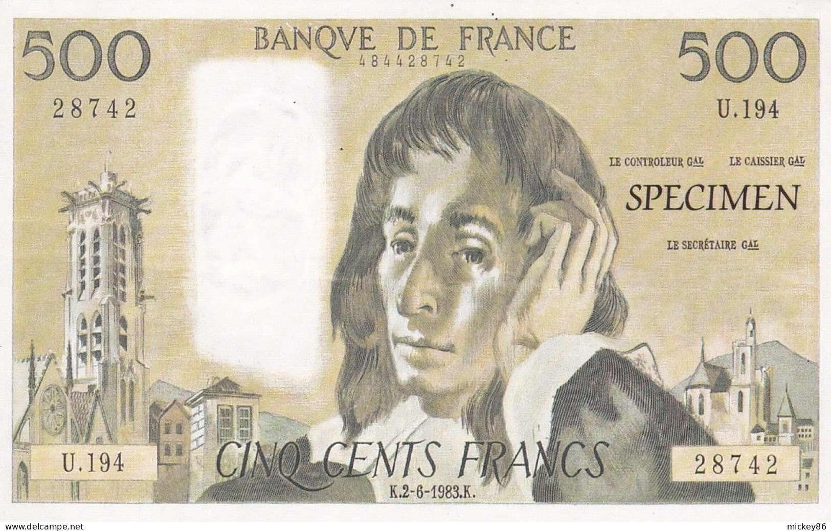 Carte Postale Moderne  --monnaie ---Spécimen  Billet De 500 Francs ..........à Saisir - Monnaies (représentations)