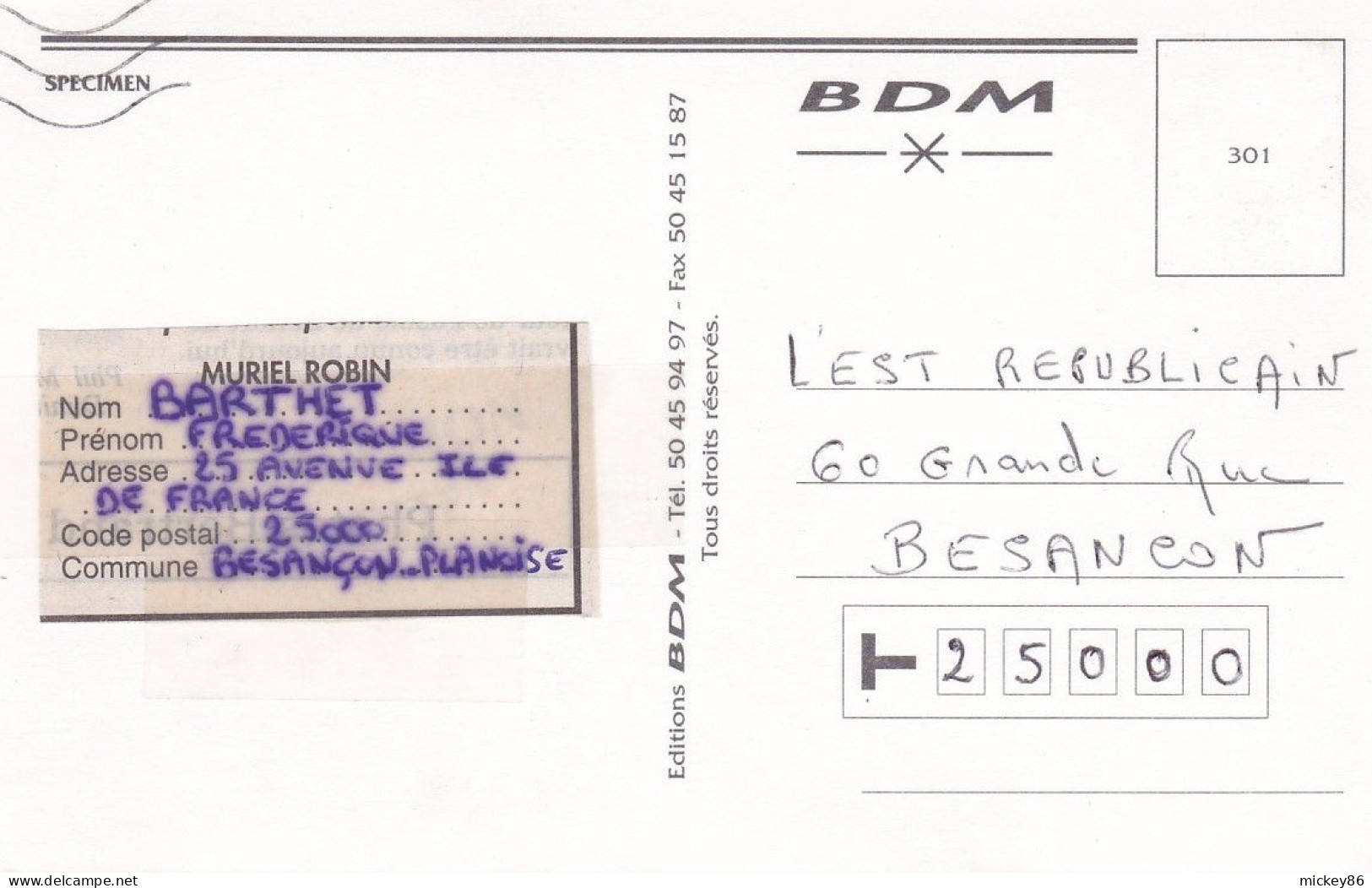 Carte Postale Moderne  --monnaie ---Spécimen  Billet De 500 Francs ..........à Saisir - Monedas (representaciones)