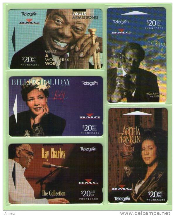 New Zealand - 1994 Black Music Legends Set (5) - NZ-D-13/17 - Mint - Music