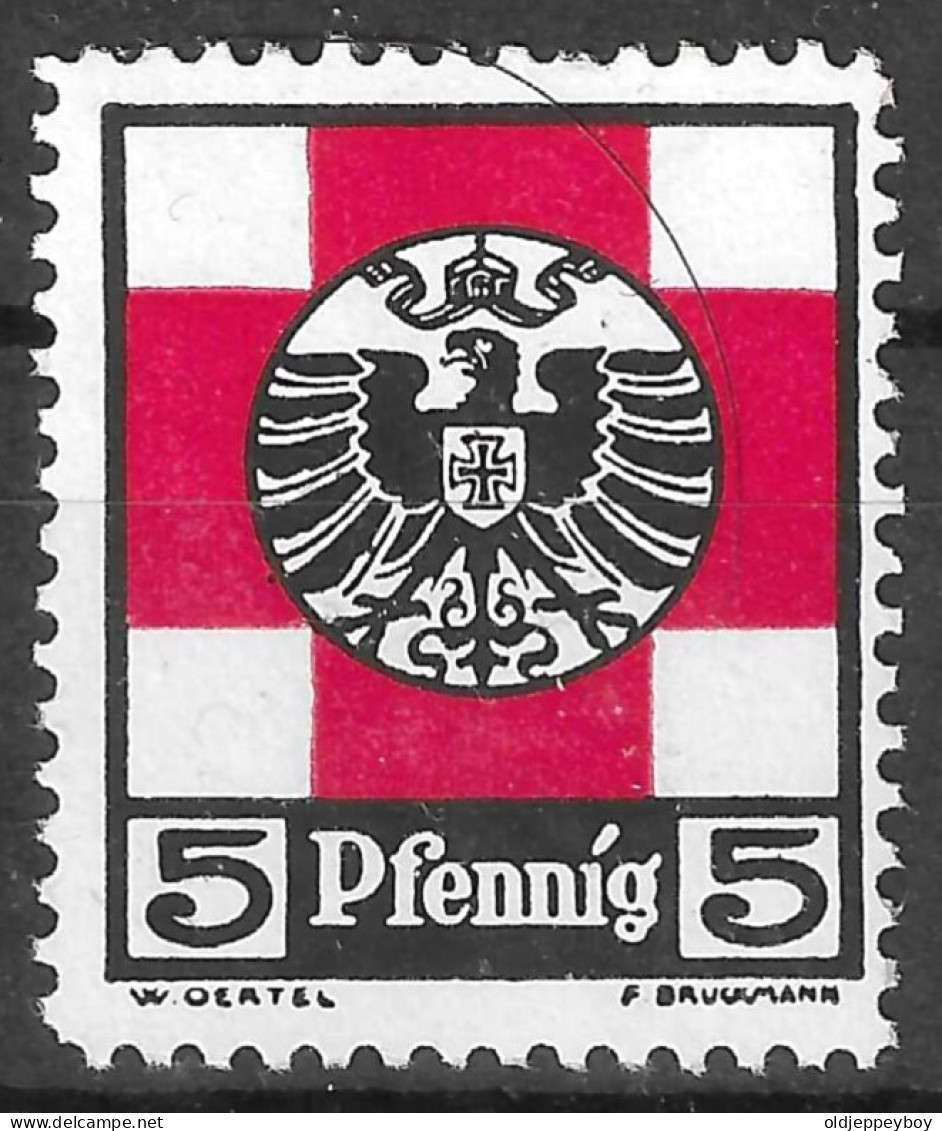 VIGNETTE CINDERELLA Germany Imperial Eagle   WW I Red Cross Rotes Kreuz Croix Rouge 5 PFENNIG Seal Charity  STAMP - Croce Rossa
