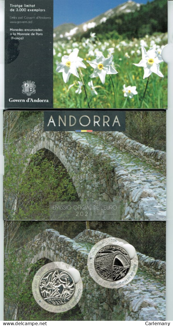 Euros Andorra Set 2 Coins 2021 X 2 Lots  Natur Tirage 3000 Jempl. - Andorre