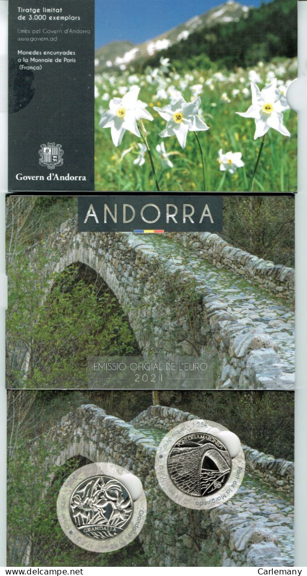 Euros Andorra Set 2 Coins 2021 X 5 Lots  Natur Tirage 3000 Jempl. - Andorre