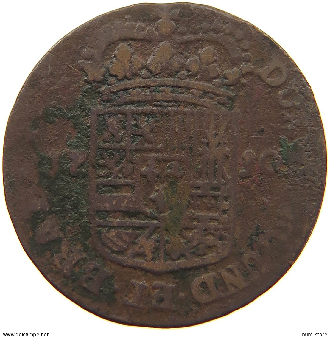 SPANISH NETHERLANDS NAMUR LIARD 1710 FELIPE V. (1700-1724, 1724-1746) #s056 0429 - 1556-1713 Pays-Bas Espagols