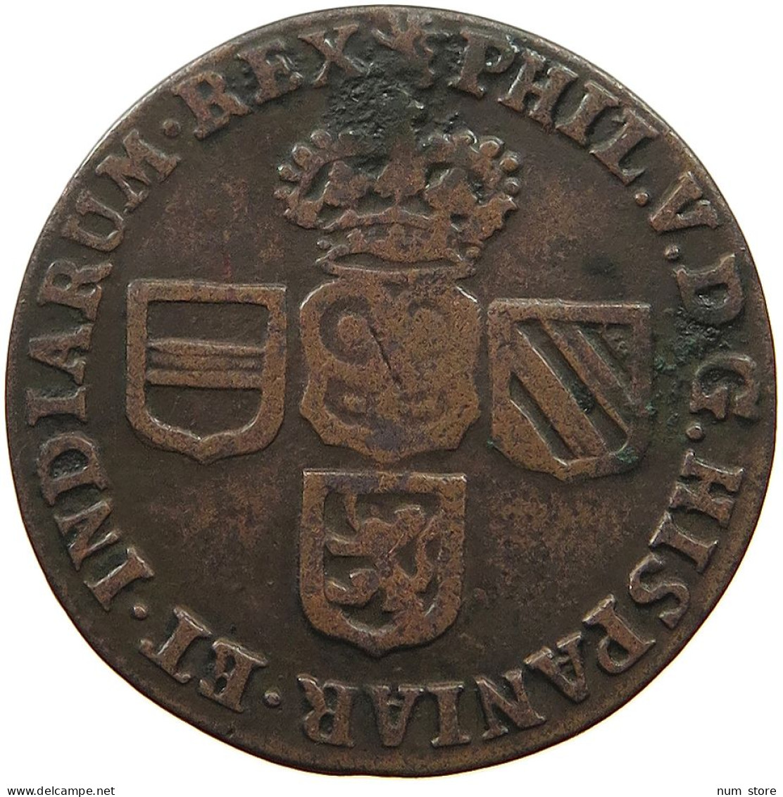 SPANISH NETHERLANDS LIARD 1710 FELIPE V. (1700-1724, 1724-1746) RARE #t065 0047 - 1556-1713 Spanische Niederlande