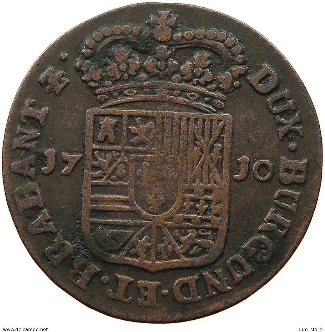 SPANISH NETHERLANDS LIARD 1710 FELIPE V. (1700-1724, 1724-1746) RARE #t065 0047 - 1556-1713 Spanish Netherlands