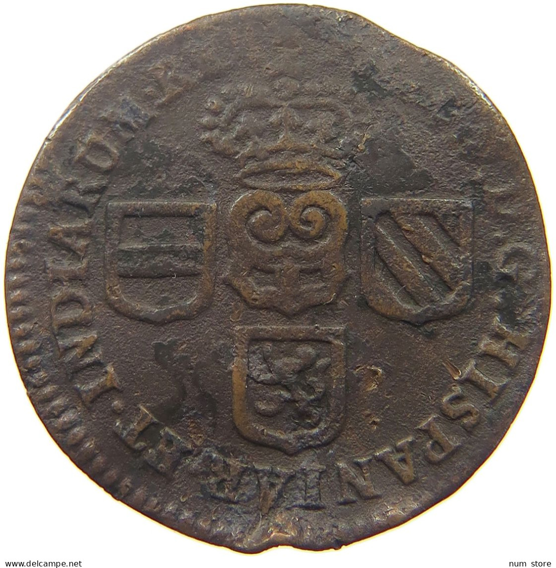 SPANISH NETHERLANDS LIARD 1709 FELIPE V. (1700-1724, 1724-1746) #a002 0669 - 1556-1713 Spanish Netherlands