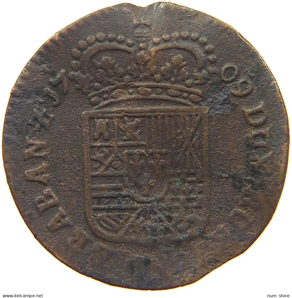 SPANISH NETHERLANDS LIARD 1709 FELIPE V. (1700-1724, 1724-1746) #a002 0669 - 1556-1713 Spanische Niederlande