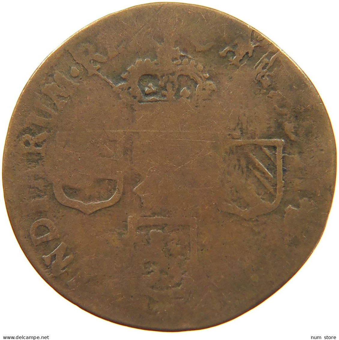 SPANISH NETHERLANDS LIARD 1695 CARLOS II (1665-1700) #c032 0651 - 1556-1713 Pays-Bas Espagols