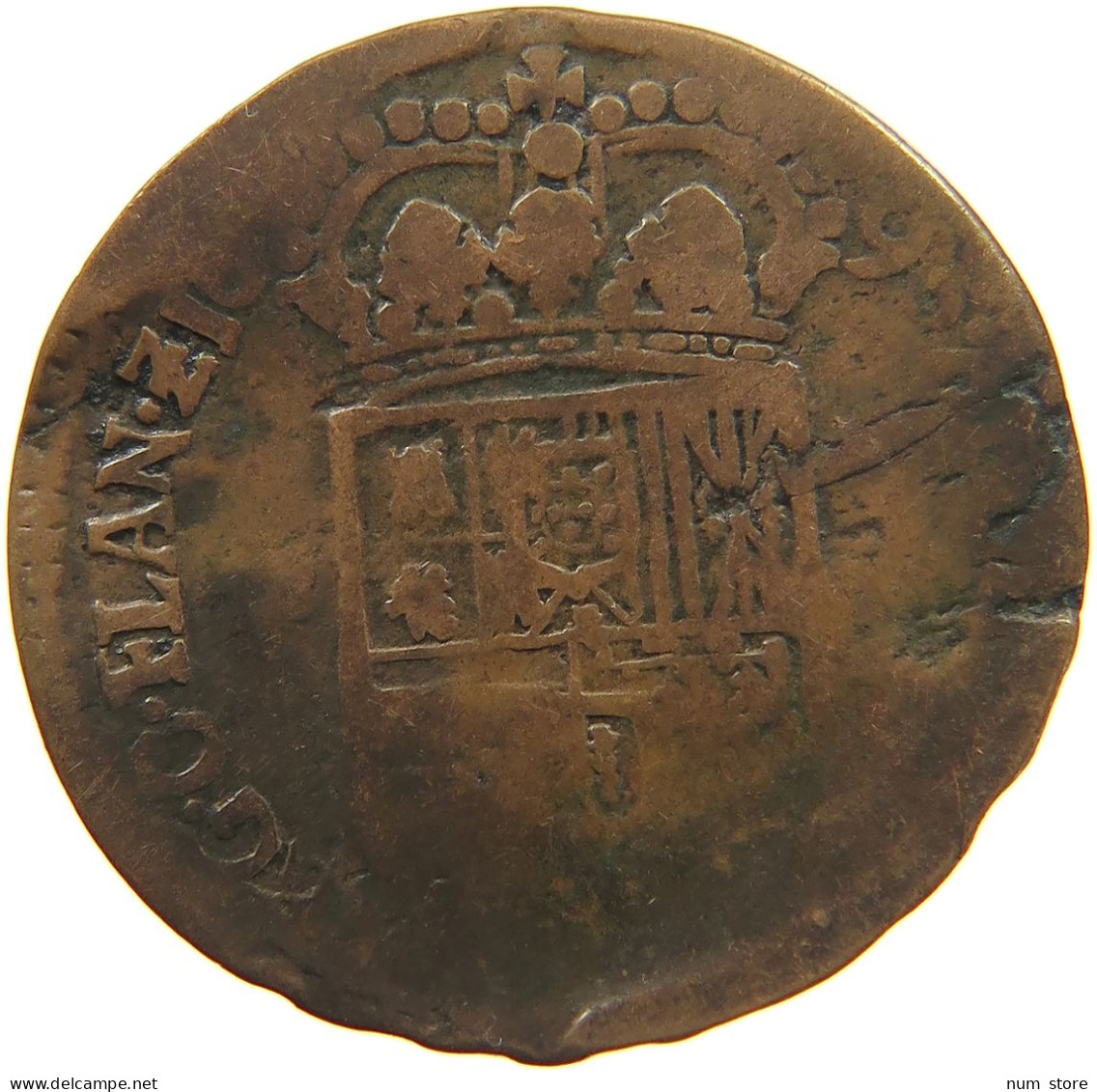 SPANISH NETHERLANDS LIARD 1695 CARLOS II (1665-1700) #c032 0645 - 1556-1713 Spanische Niederlande