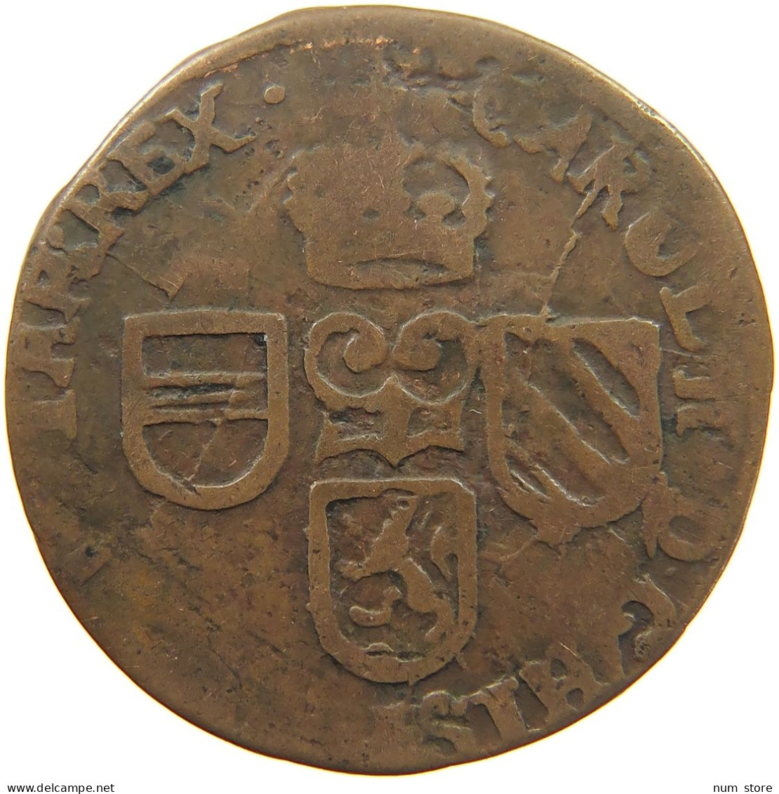 SPANISH NETHERLANDS LIARD 1694 CARLOS II (1665-1700) #c032 0649 - 1556-1713 Spanische Niederlande